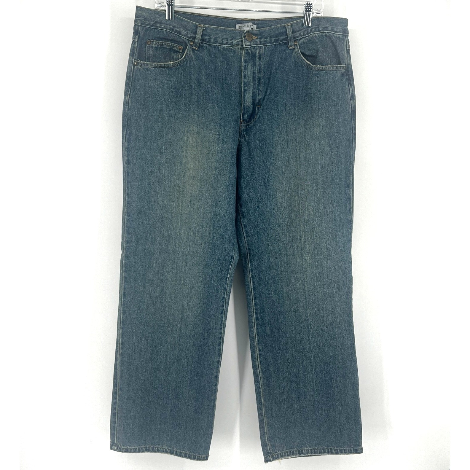 Mac & Jac Women's Straight Leg Jeans Size 36 Blue Denim High Rise 35x30